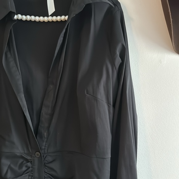 Superdown Black Button Down Mini Dress w Long Sleeves - Picture 3 of 3